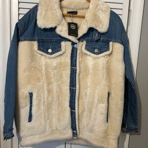 Denim and Cream Sherpa Jacket